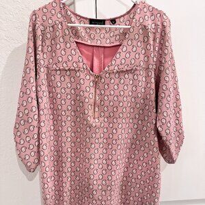 Tempted Brand, Pink Pattern Tunic, 3/4 Sleeve with Strap - Size XL
